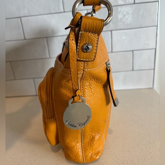 Sophia Caperelli Genuine Leather Satchel Crossbody Bag Purse Camel EUC - Picture 3 of 10